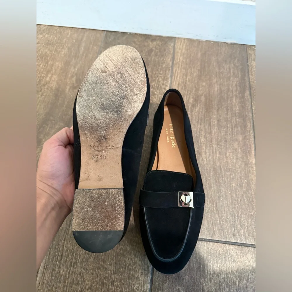 KATE SPADE Women's Camellia Black Suede Loafers Size 7.5B‎